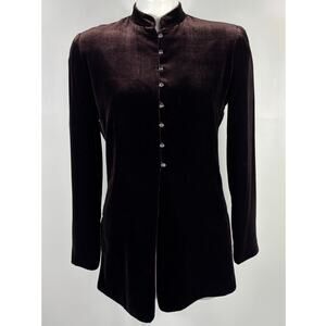 Tahari Silk Velvet Military Blazer Brown 4 Marching Band Victorian Dark Academia
